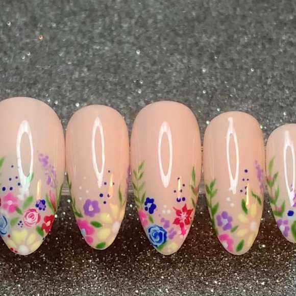 Cute Floral Press on Nails/Spring Press on Nails/ Various Shapes and Sizes - Picture 2 of 7
